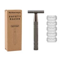 The Great Living Co Premium Double Edge Safety Razor Plus Blades - Gun Metal Grey